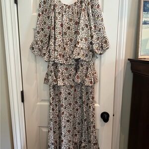 Tory Burch Floral Maxi Dress - Red and White
